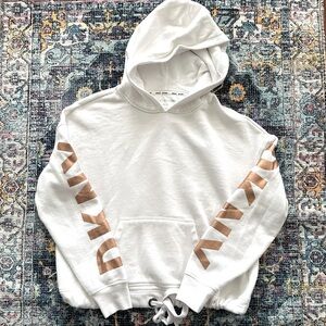 DKNY White and Gold Women's Hoodie Sweater